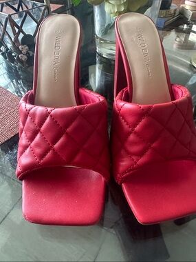 DIVA Lounge Red Quilted Slide Mules